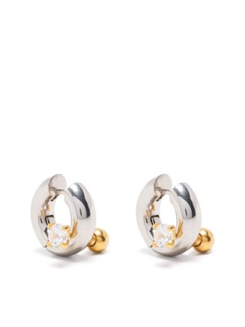 crystal-embellished huggie hoops by PANCONESI