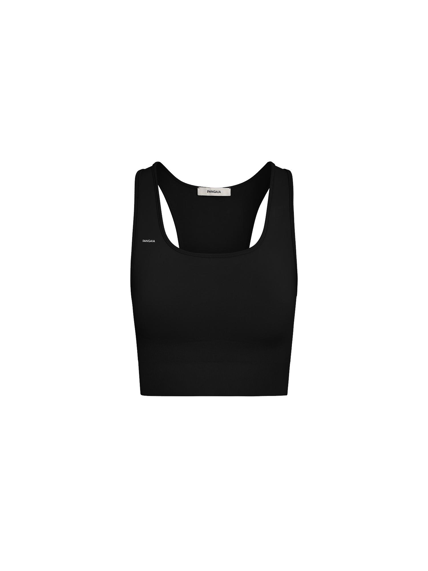 Women's Black Plant-stretch Longline Sports Bra | PANGAIA by PANGAIA