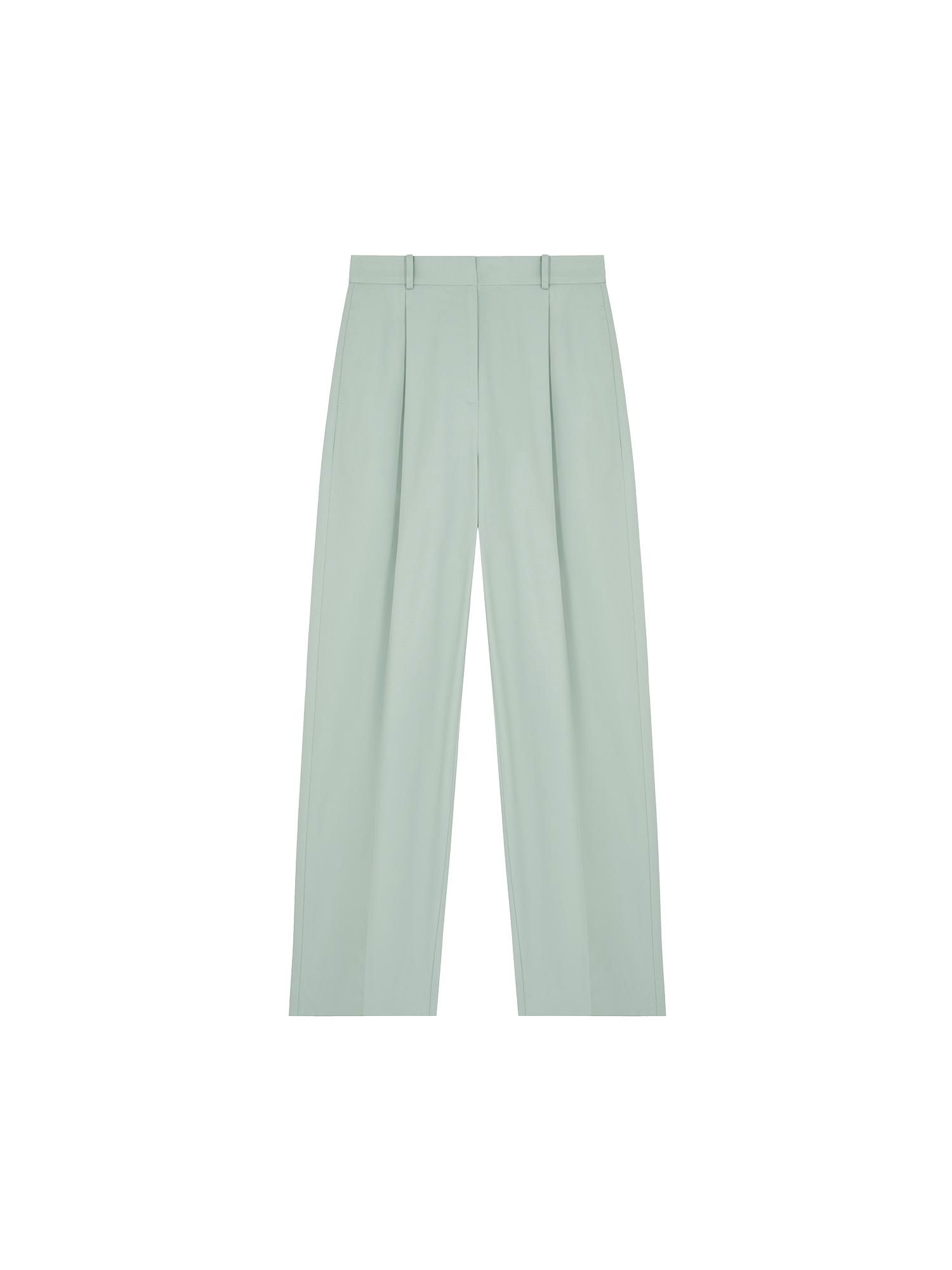 Women's Cotton Tailored Trousers—Eucalyptus Blue by PANGAIA