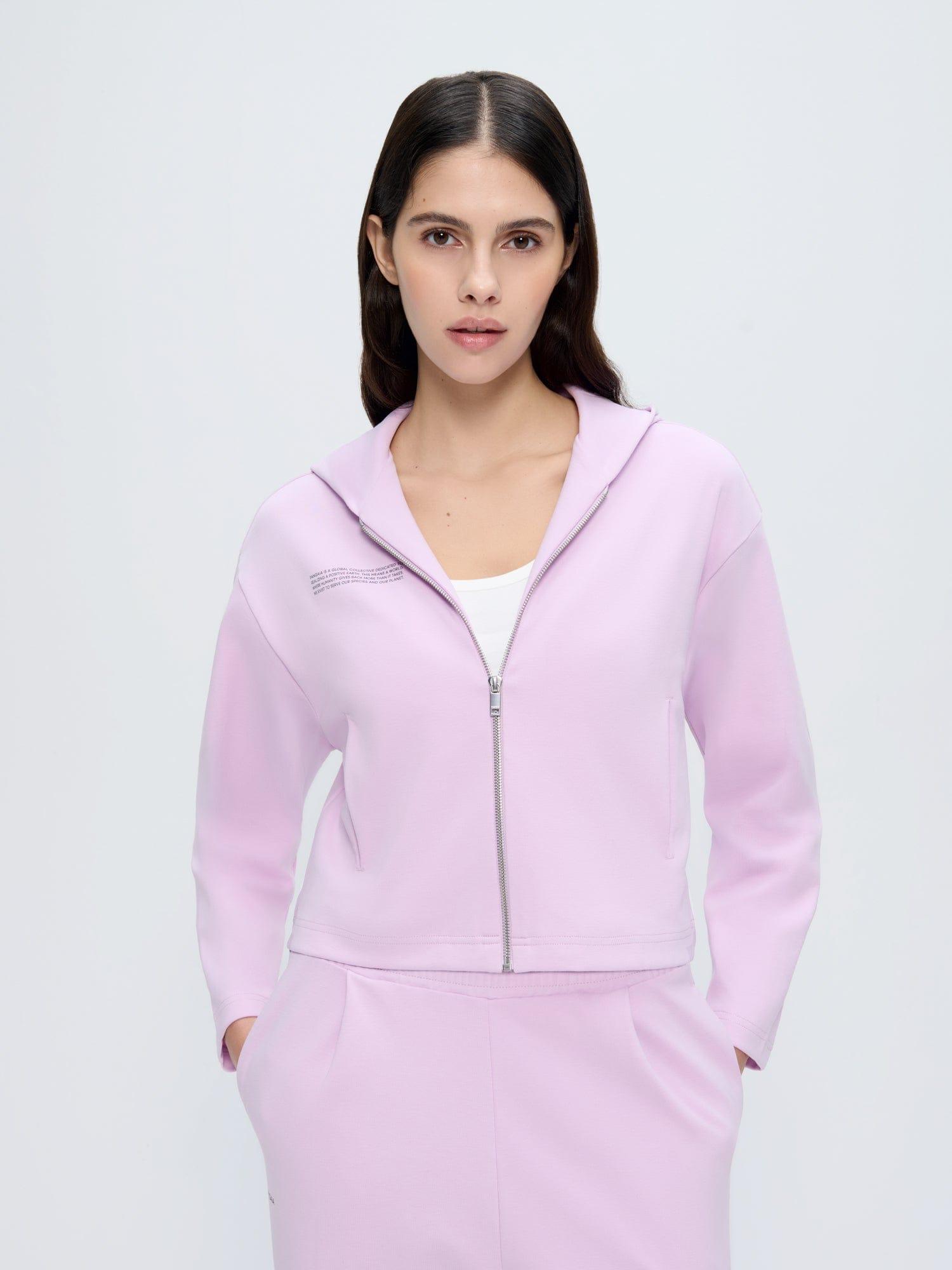 Womens Double Jersey Cropped Zip Up Hoodie by PANGAIA