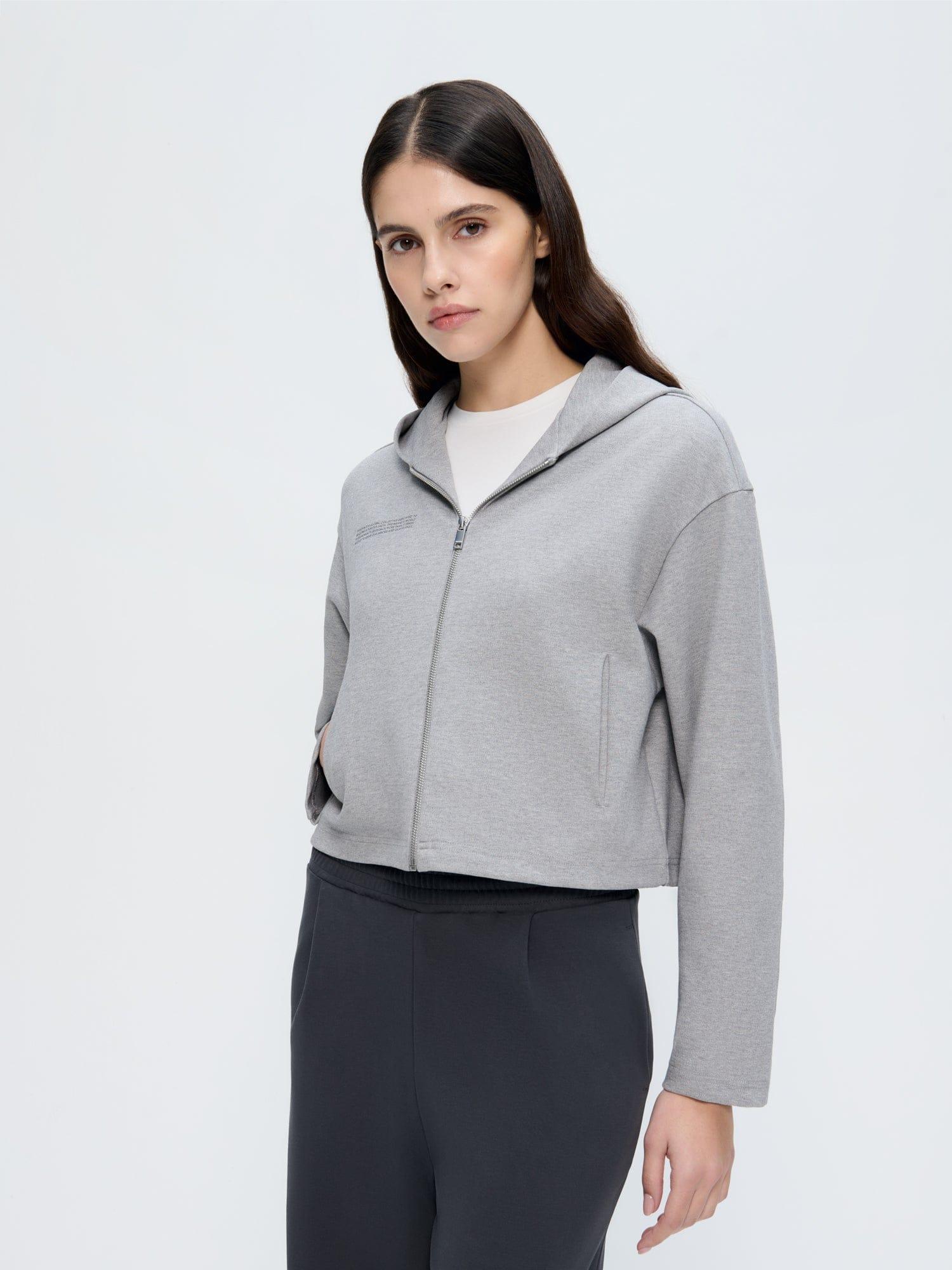 Womens Double Jersey Cropped Zip Up Hoodie by PANGAIA