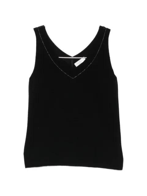 bead-embellished V-neck top by PANICALE