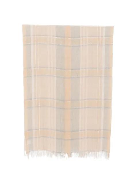 check-pattern fringed scarf by PANICALE