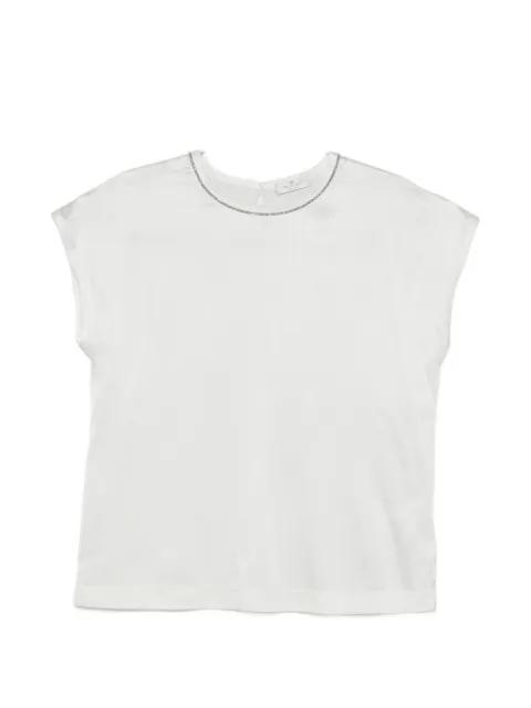 embellished-detail round-neck blouse by PANICALE