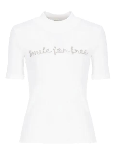 embroidered sequin-embellished t-shirt by PANICALE