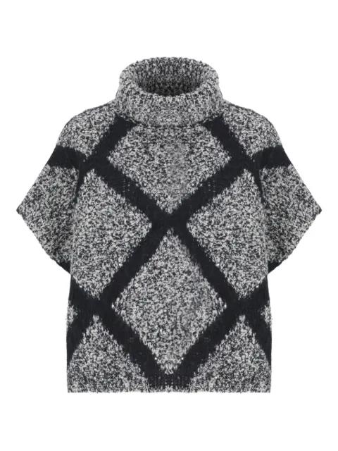 high-neck knitted poncho by PANICALE