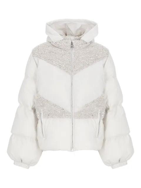 hoodied knitted-panel jacket by PANICALE