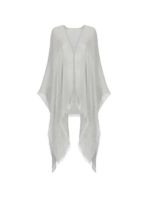 lurex-pattern frayed poncho by PANICALE