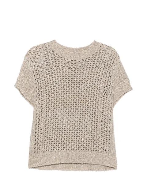 open-knit sequin-embellished sweater by PANICALE