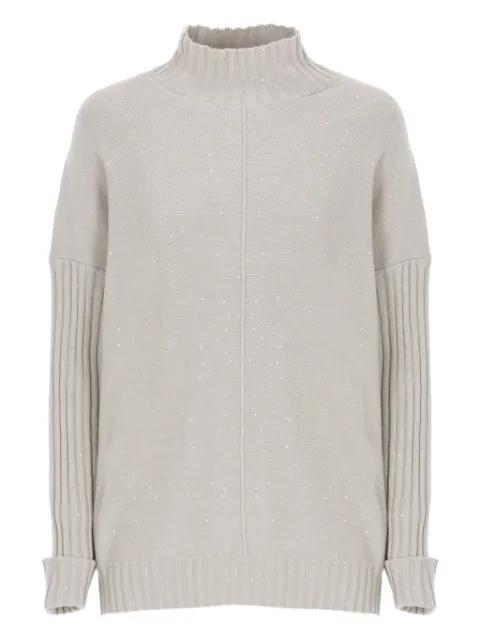 ribbed paillettes-detail sweater by PANICALE