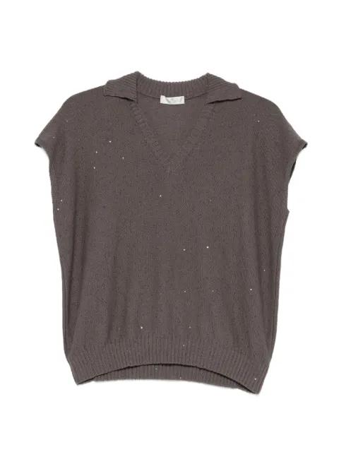 sequin-embellished V-neck T-shirt by PANICALE