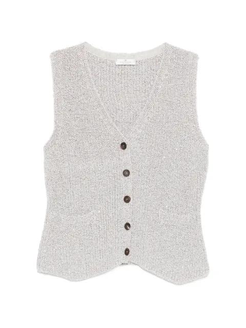 sequin-embellished sleeveless cardigan by PANICALE