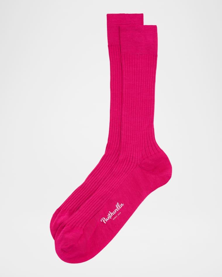 Men's Danvers Ribbed Cotton Mid-Calf Socks by PANTHERELLA