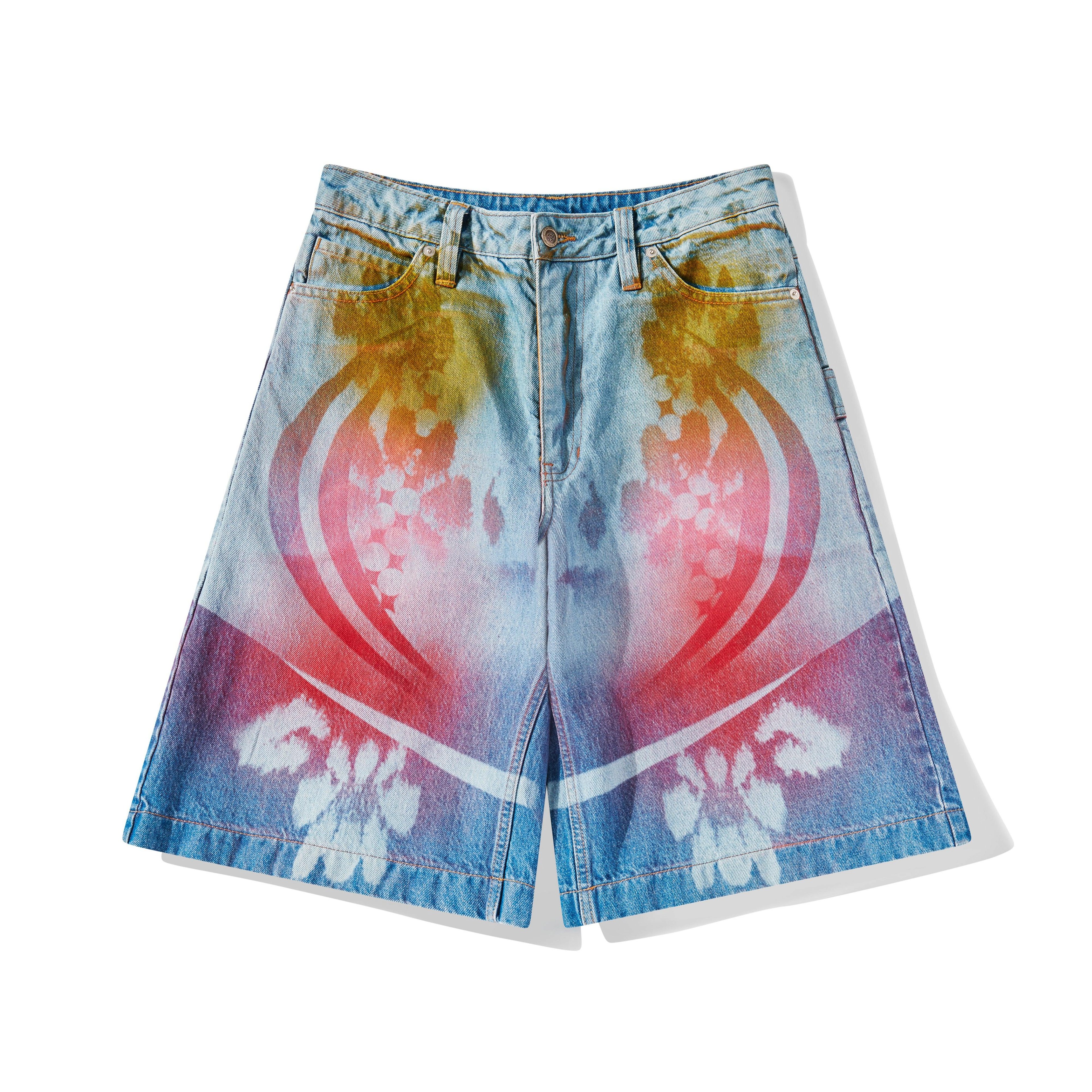 Paolina Russo - Women's Laser Etched Bermudas Shorts - (Blue Denim Rainbow) by PAOLINA RUSSO