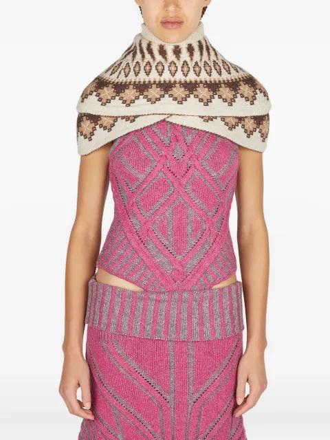 Warrior Fairisle-pattern knitted poncho by PAOLINA RUSSO