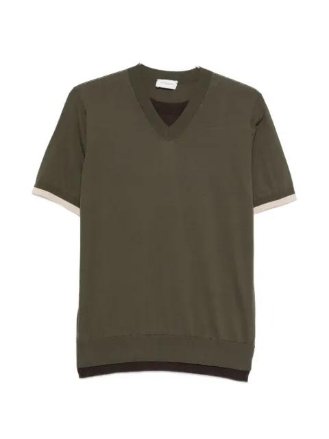 V-neck layered polo shirt by PAOLO PECORA