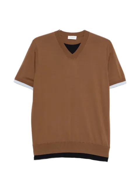 V-neck panelled T-shirt by PAOLO PECORA
