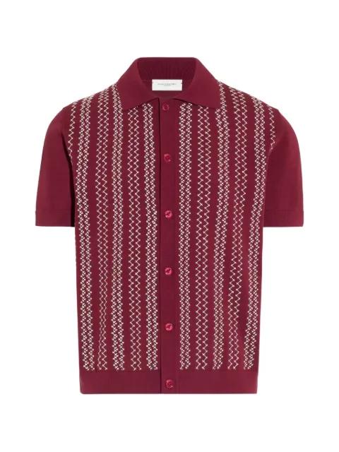 stripe-embroidered short-sleeve shirt by PAOLO PECORA