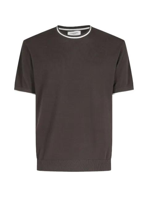 stripe-trim short-sleeve sweater by PAOLO PECORA