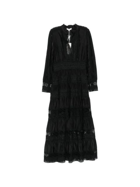 lace-insert tiered maxi dress by PAPER LACE