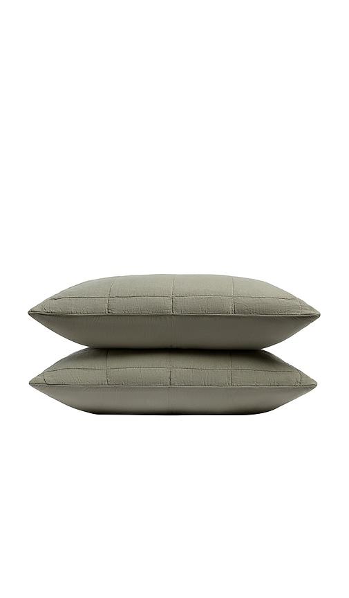 Parachute Linen Box Quilted Sham Set in Green by PARACHUTE