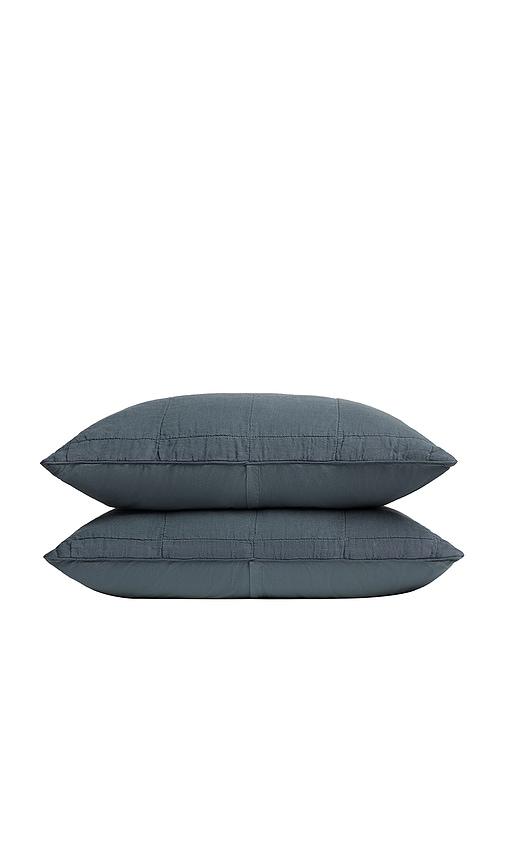 Parachute Linen Box Quilted Sham Set in Navy by PARACHUTE