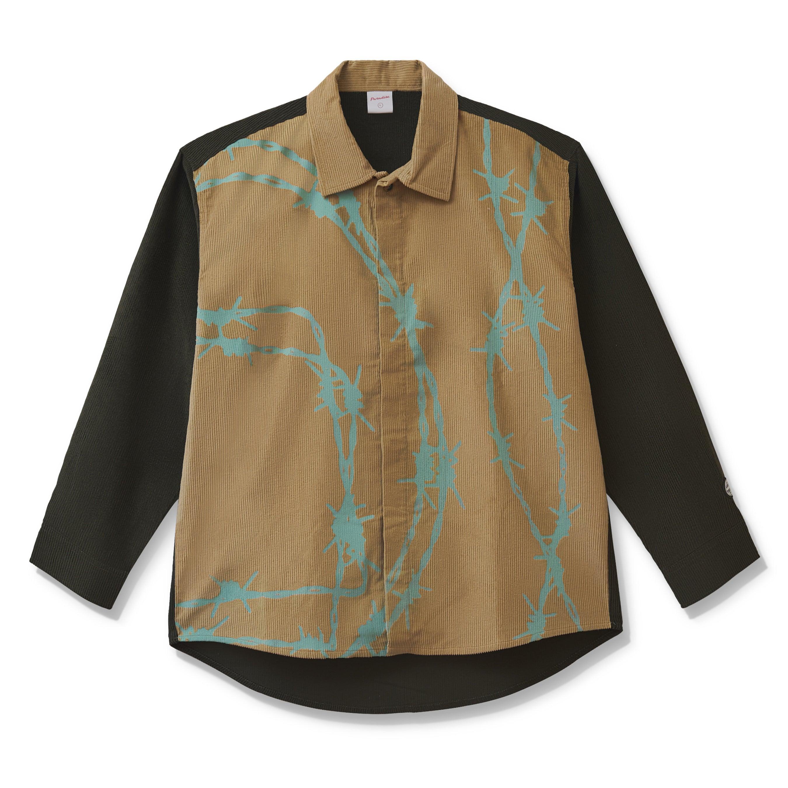 PARADISE YOUTH CLUB - Long Sleeve Wire Shirt - (Sand/Olive Green) by PARADISE YOUTH CLUB