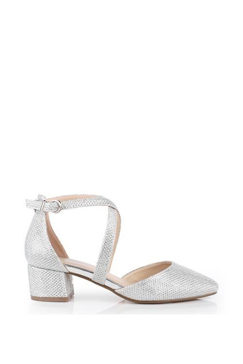 Glitter 'Francis' Mid Block Heel Wide Fit Court Shoes by PARADOX LONDON