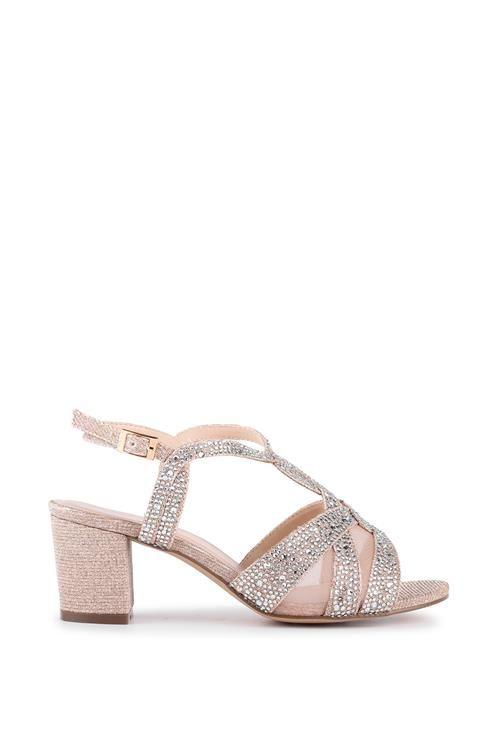 Glitter 'Nadia' Wide Fit Block Heel Sandals by PARADOX LONDON