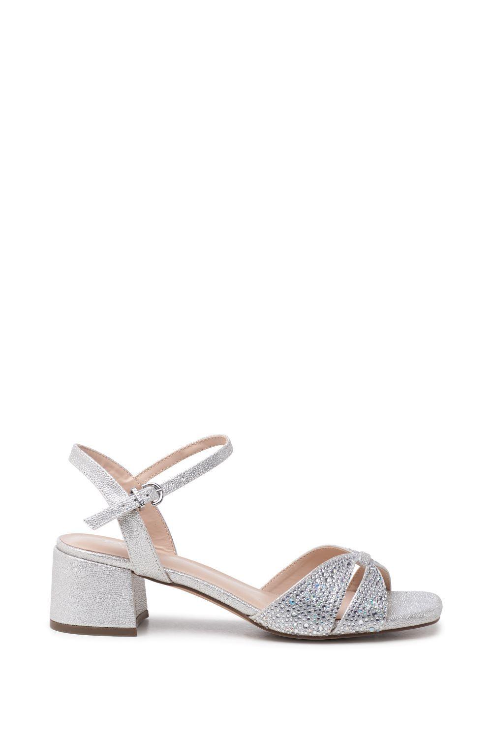 'Marquise' Mid Block Heel Ankle Strap Sandals by PARADOX LONDON
