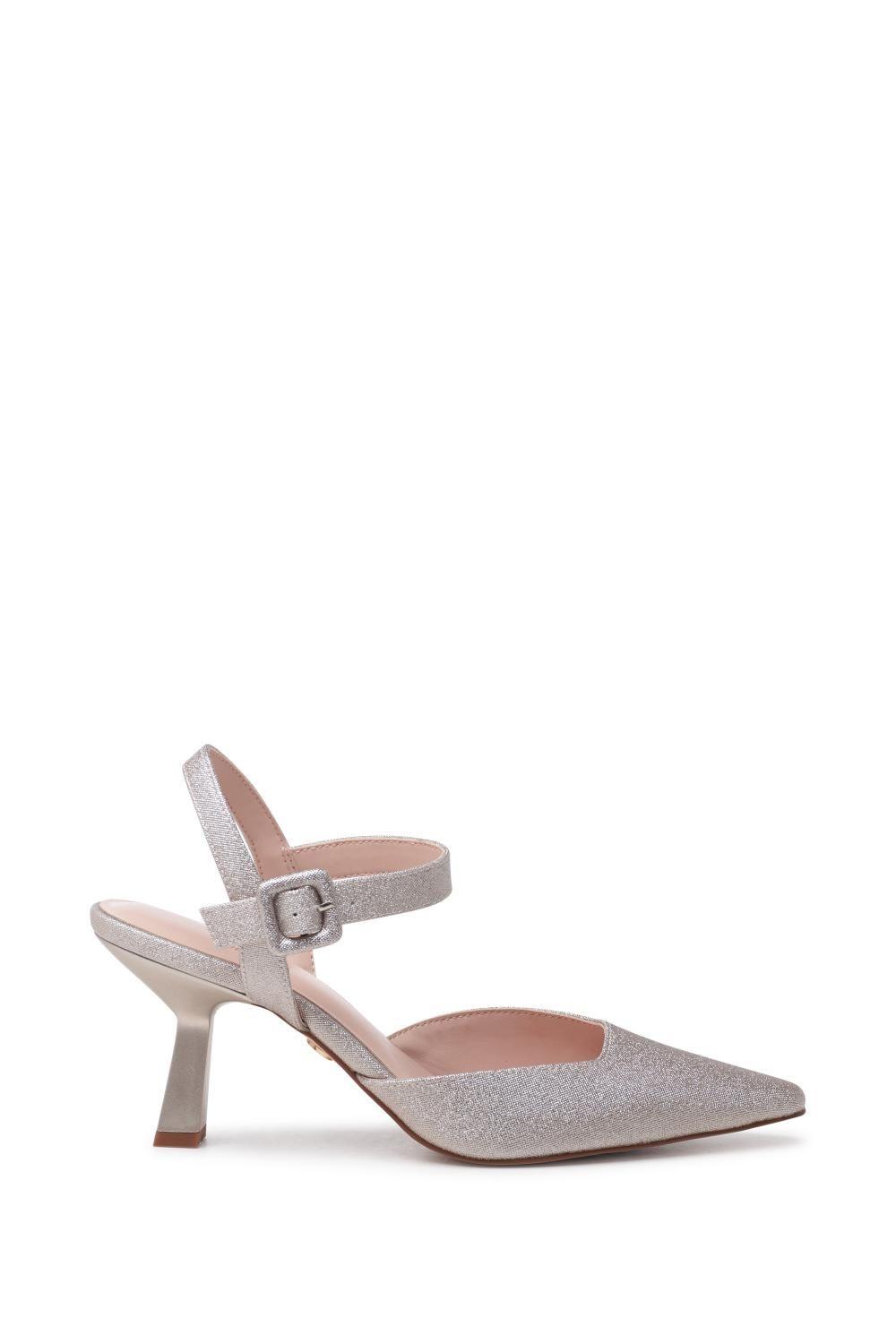 'Tempest' Mid Heel Square Toe Ankle Strap Open Courts by PARADOX LONDON