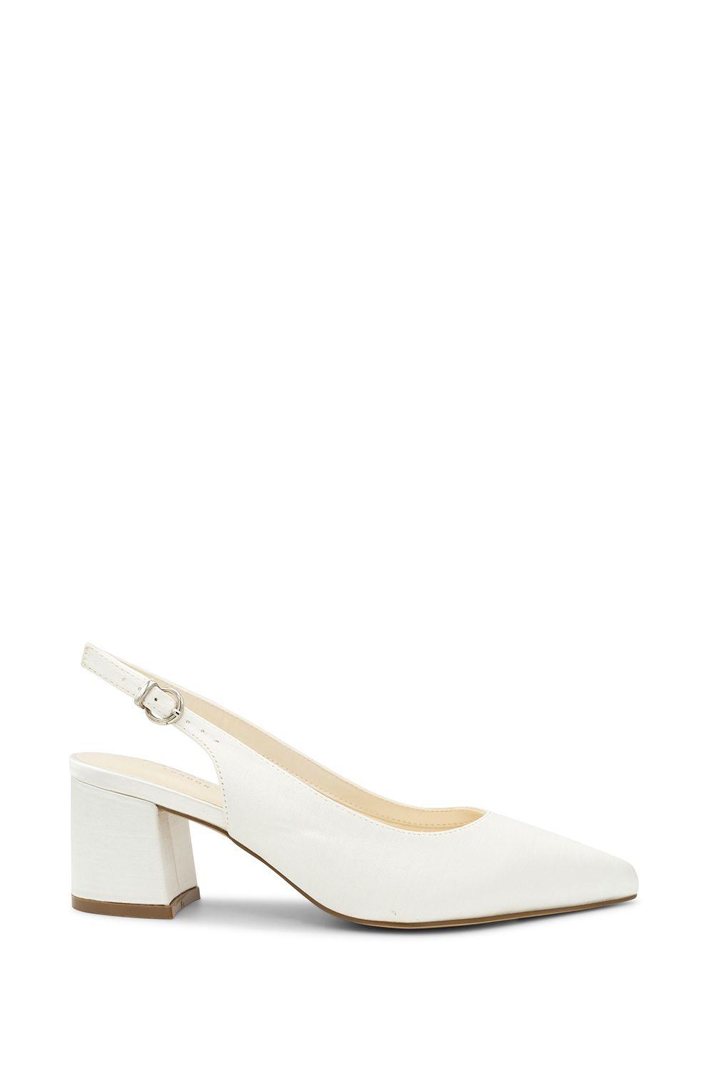 Wide Fit Dyeable Satin 'Bessy' Mid Block Heel SlingBack Court Shoe by PARADOX LONDON