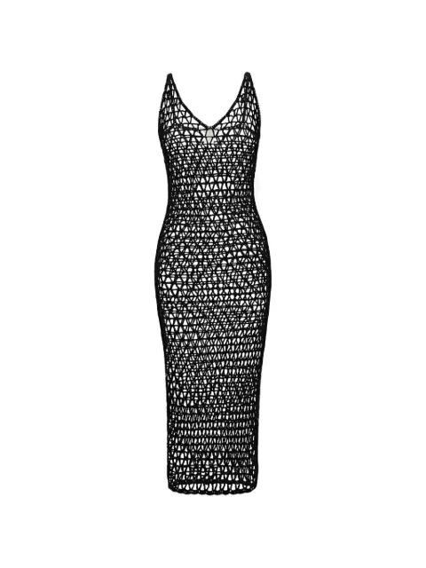 crochet V-neck midi dress by PARAMIDONNA
