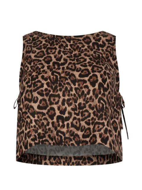 leopard-print side-tie beach top by PARAMIDONNA