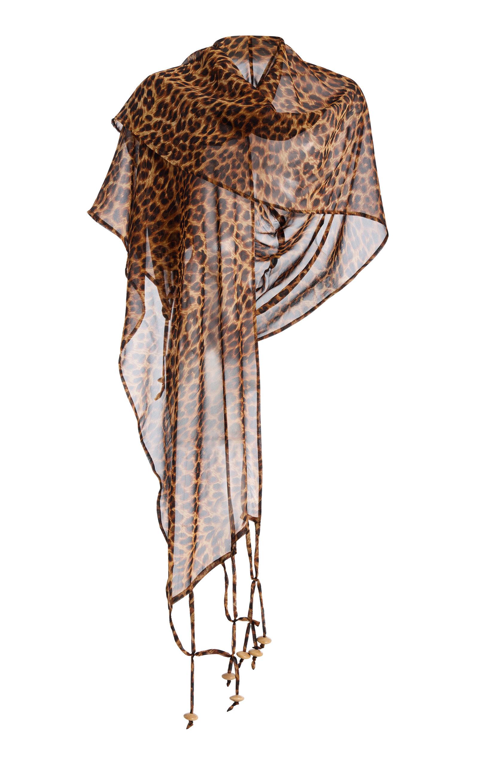 PARDOhats Exclusive La Isla Sahara Beaded Leopard-Print Silk Hooded Scarf - Moda Operandi by PARDOHATS