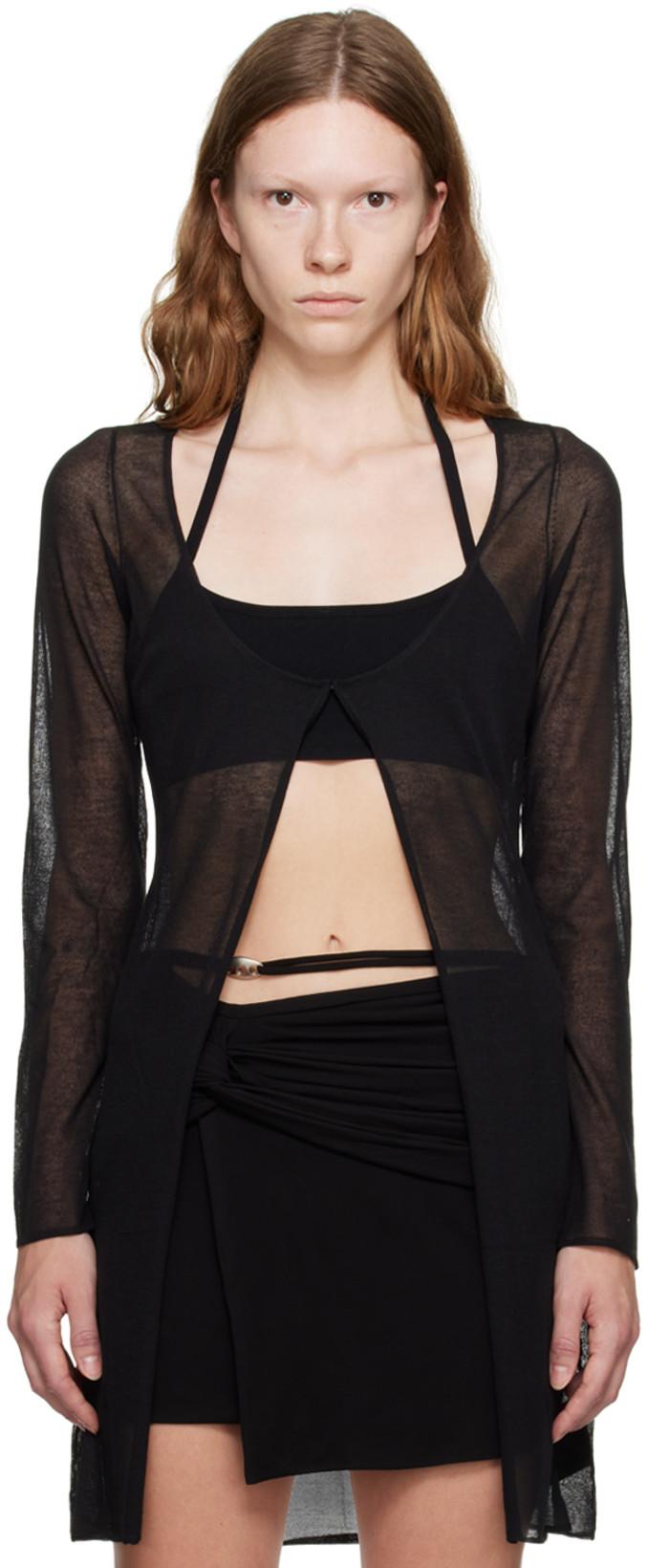 Black Jasmine Cardigan & Tank Top Set by PARIS GEORGIA