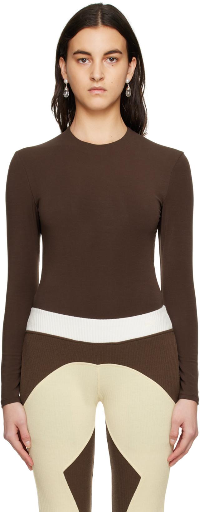 Brown Backless Bodysuit by PARIS GEORGIA