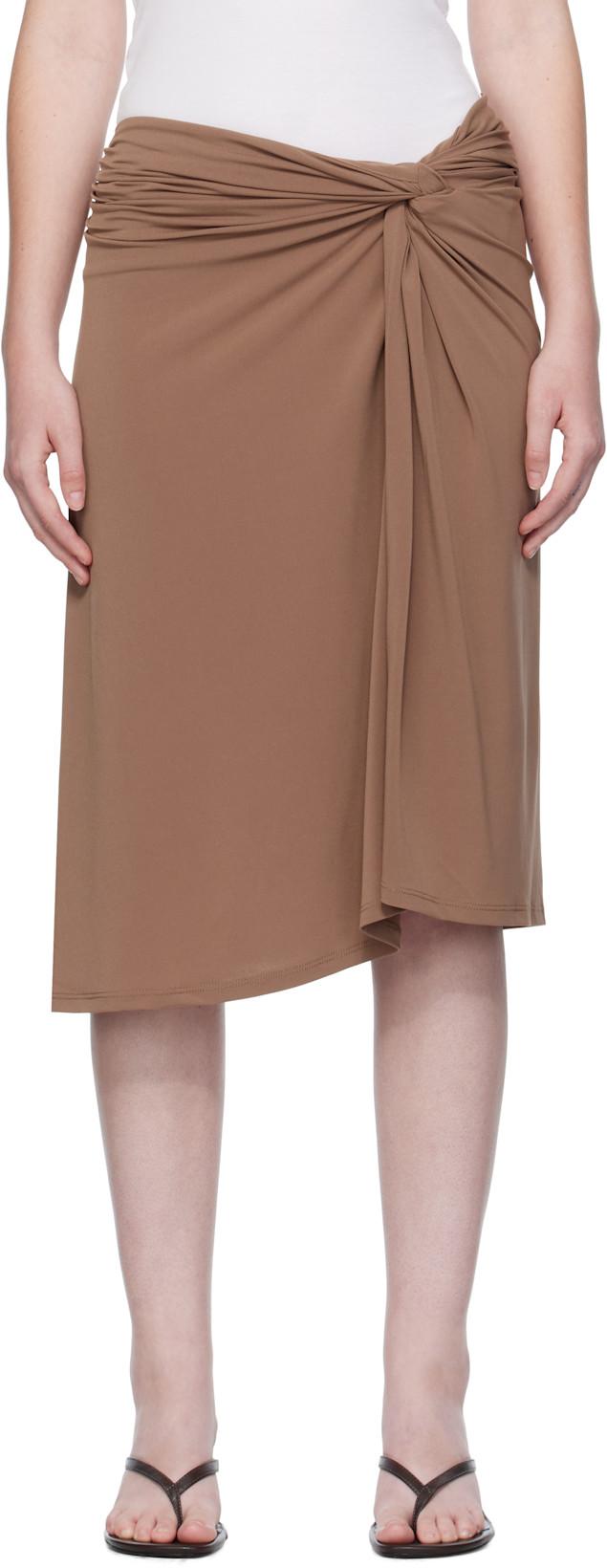 Brown Elemental Ida Midi Skirt by PARIS GEORGIA