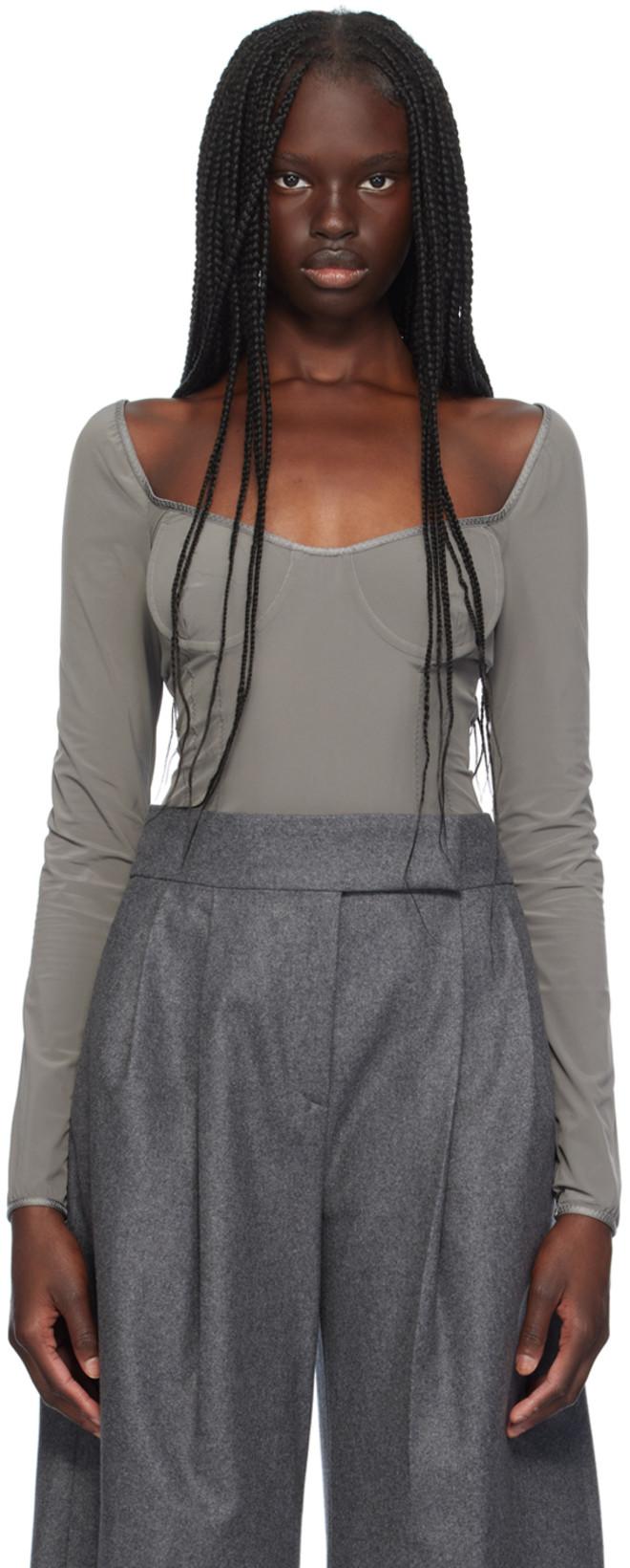 Gray Underwire Bodysuit by PARIS GEORGIA