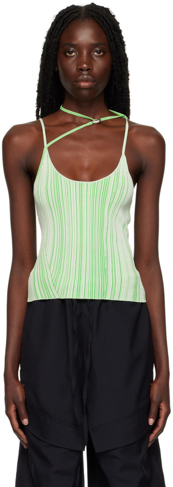 Green Asymmetric Tank Top by PARIS GEORGIA