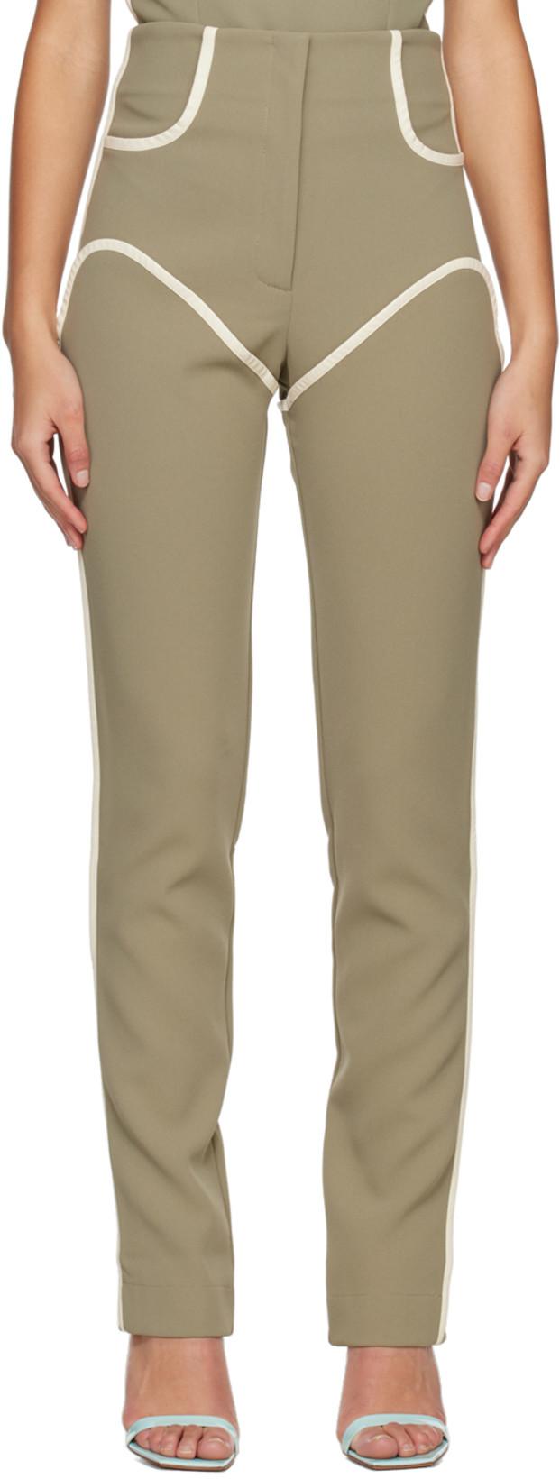 Khaki Cowboy Trousers by PARIS GEORGIA