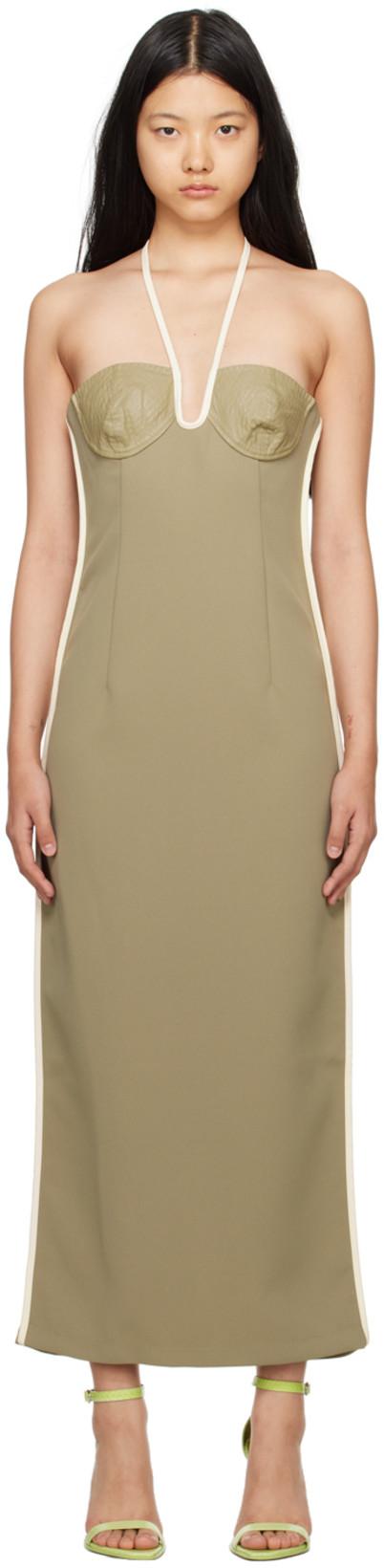 Khaki Nassia Midi Dress by PARIS GEORGIA