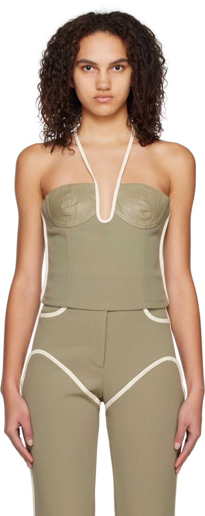 Khaki Nassia Tank Top by PARIS GEORGIA
