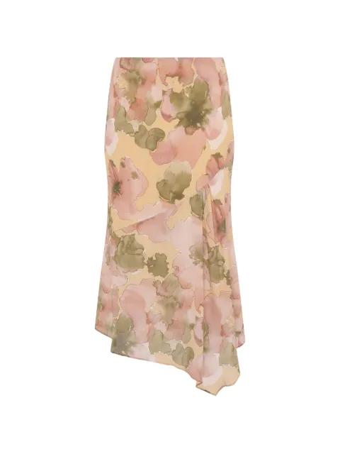 Mae floral-print asymmetric-hem midi skirt by PARIS GEORGIA