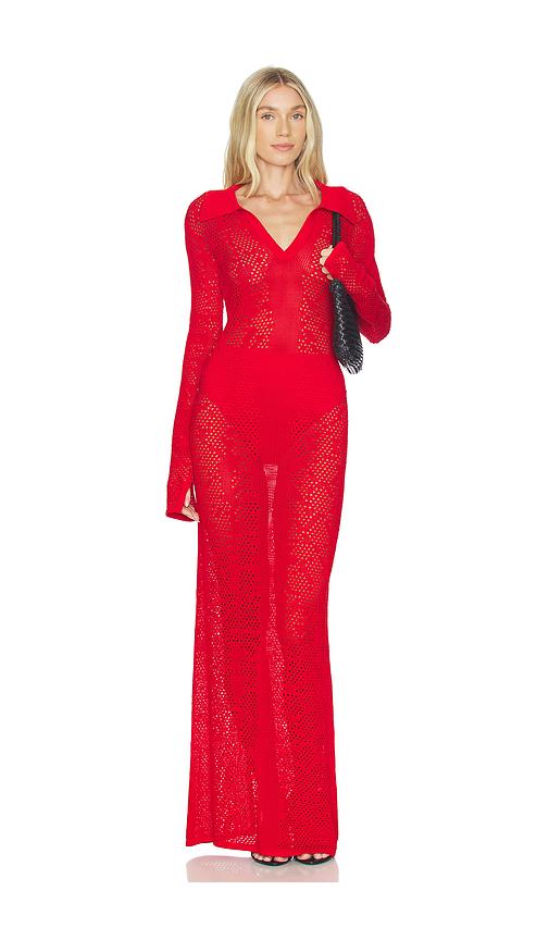 Paris Georgia Snakeskin Crochet Dress in Red by PARIS GEORGIA