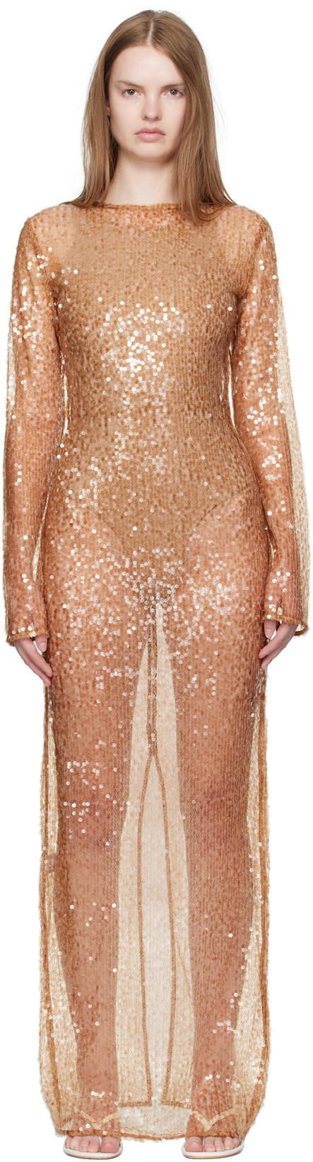 Tan Thom Maxi Dress by PARIS GEORGIA