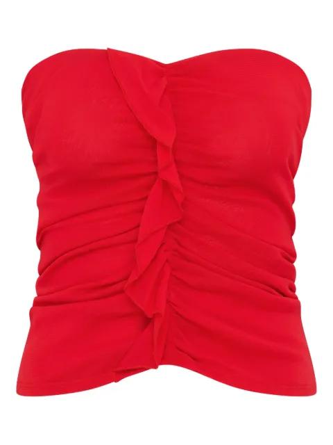 ruffled strapless top by PARIS GEORGIA