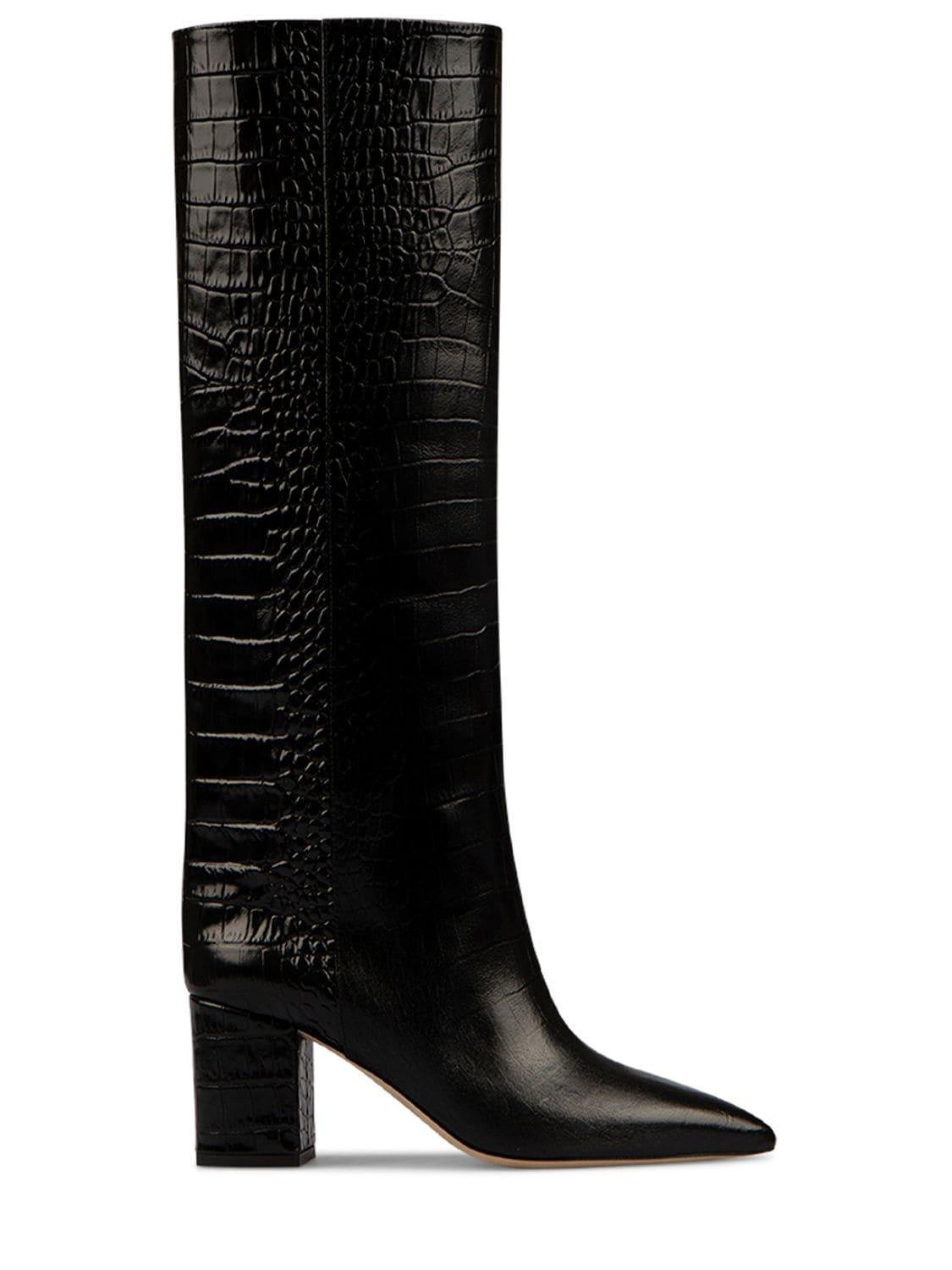 70mm Anja Croc Embossed Tall Boots by PARIS TEXAS
