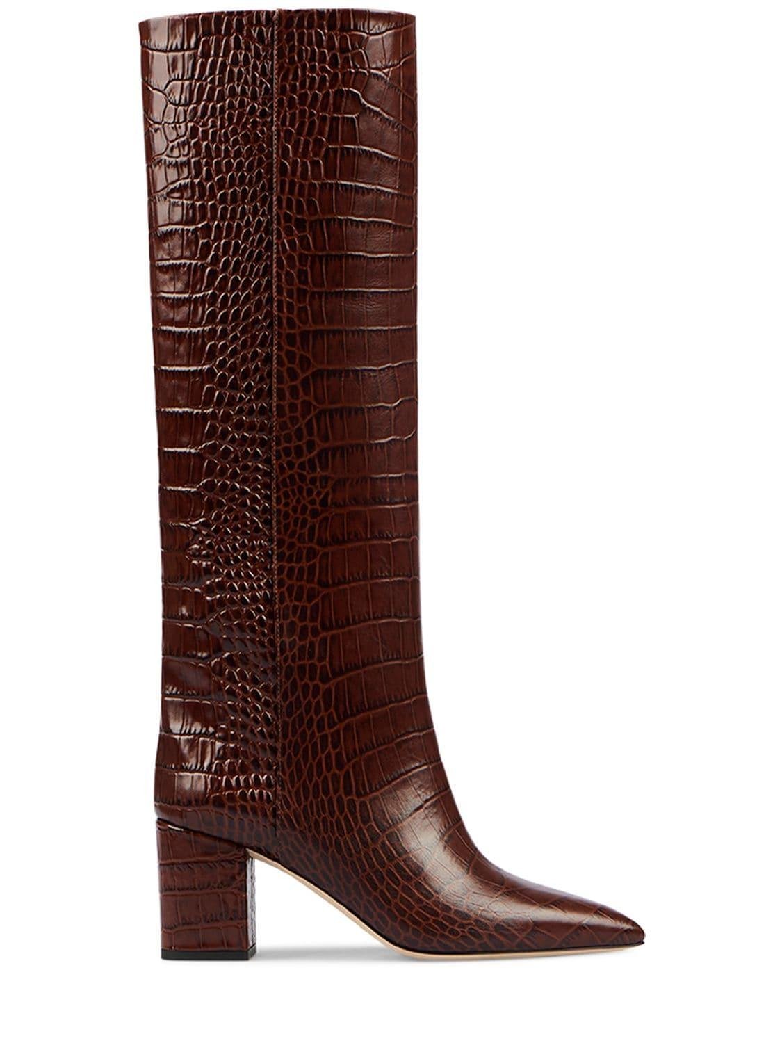 70mm Anja Croc Embossed Tall Boots by PARIS TEXAS