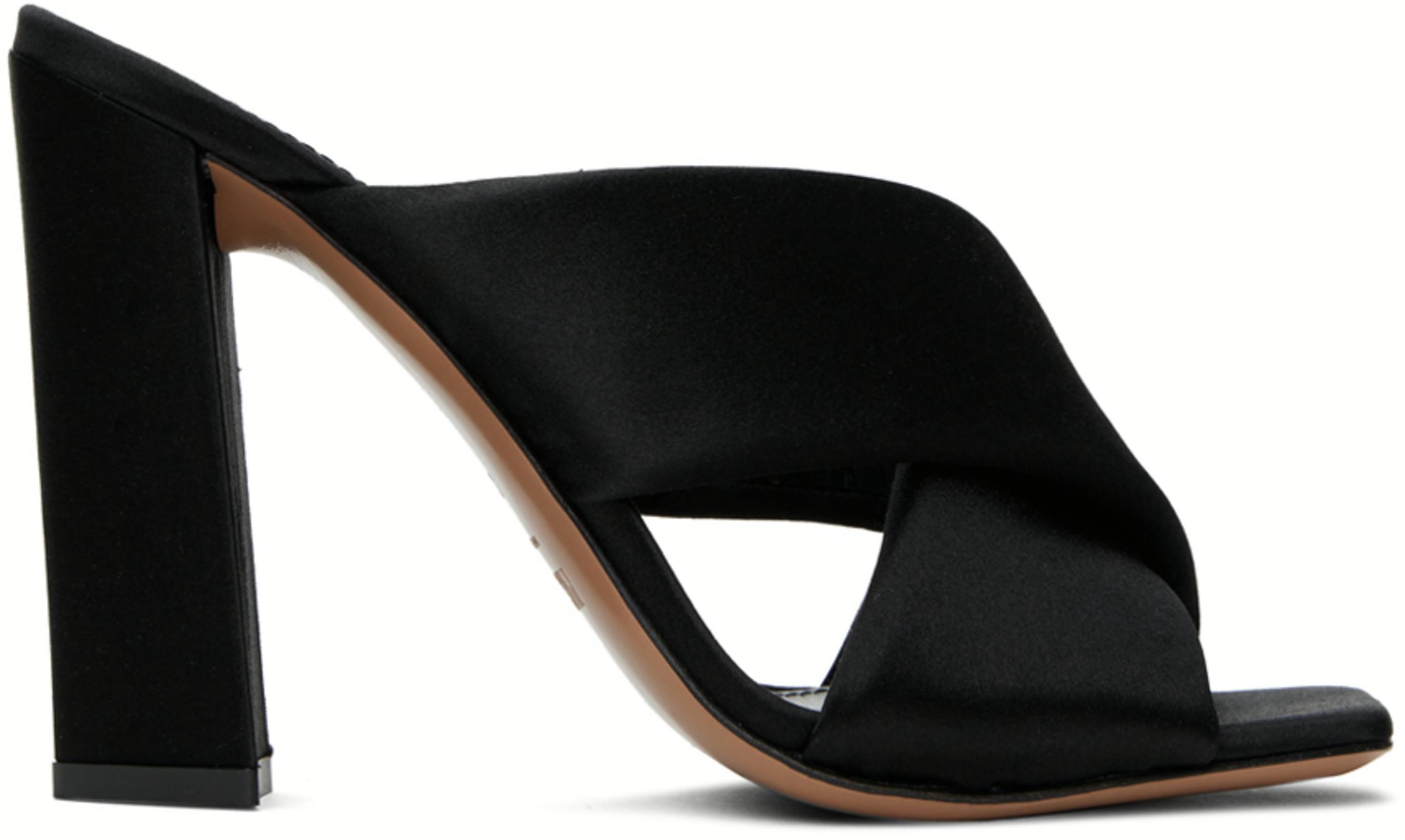 Black Dafne Heeled Sandals by PARIS TEXAS